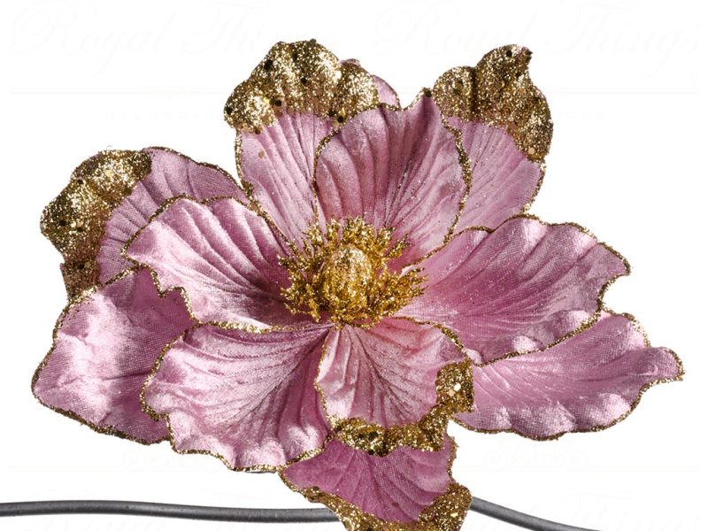 Goodwill Christmas Flowers Sparkle Magnolia On Clip Pink Ff 99407