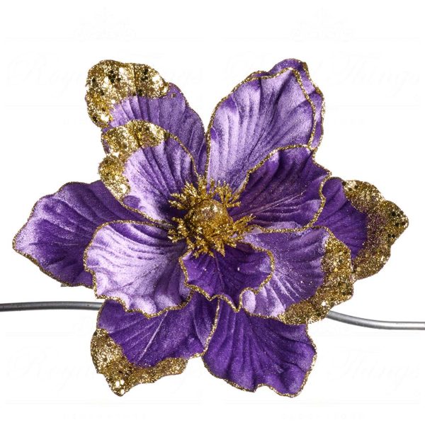 Goodwill Christmas Flowers Sparkle Magnolia On Clip Purple Ff 99408