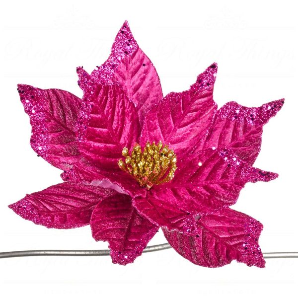 Goodwill Christmas Flowers Sparkle Poinsettia On Clip Hotpink Ff 99414
