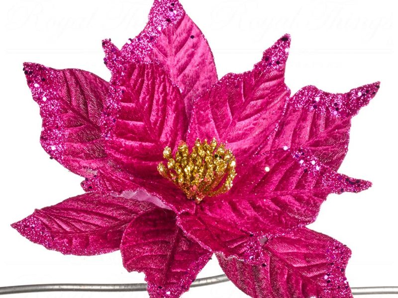 Goodwill Christmas Flowers Sparkle Poinsettia On Clip Hotpink Ff 99414