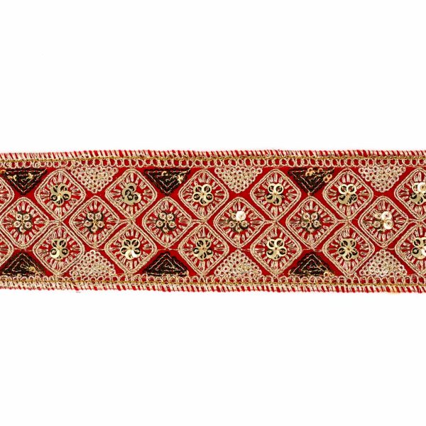 Goodwill Christmas Wired Ribbons Diamond Net Trim Ribbon Red Gold L 35456