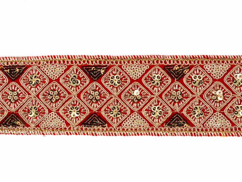 Goodwill Christmas Wired Ribbons Diamond Net Trim Ribbon Red Gold L 35456