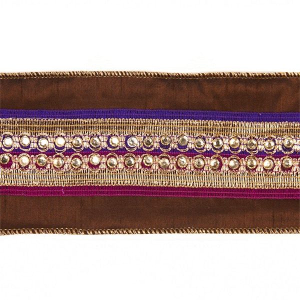 Goodwill Christmas Wired Ribbons Jewel Trim Ribbon Brown Purple L 23714