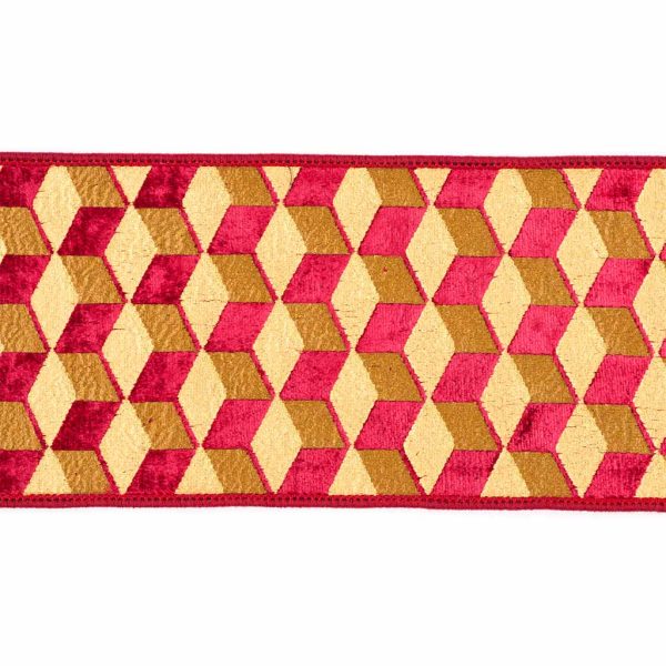 Goodwill Christmas Wired Ribbons Velvet 3d Cube Ribbon Red Gold L 35464