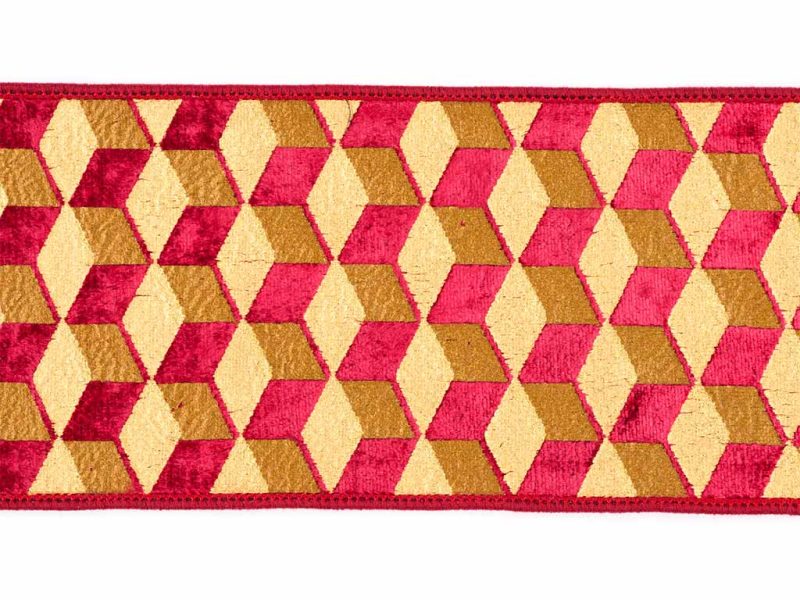 Goodwill Christmas Wired Ribbons Velvet 3d Cube Ribbon Red Gold L 35464