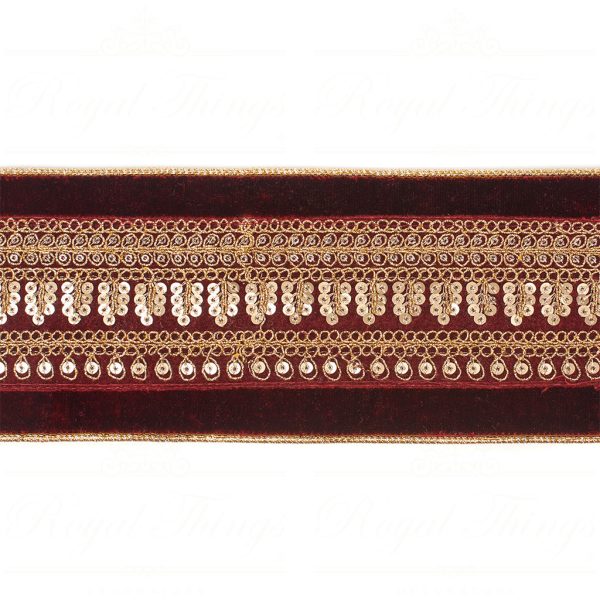 Goodwill Christmas Wired Ribbons Velvet Grape Vine Trim Ribbon Burgundy Gold L 34217