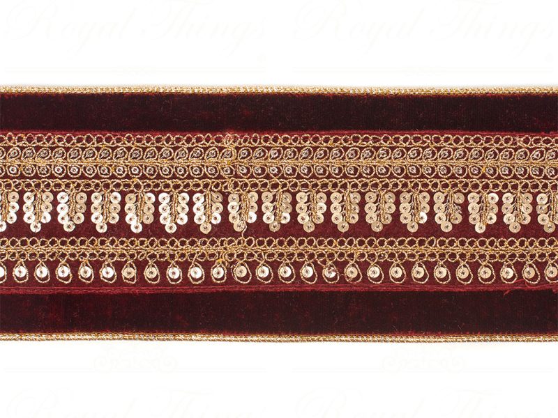 Goodwill Christmas Wired Ribbons Velvet Grape Vine Trim Ribbon Burgundy Gold L 34217