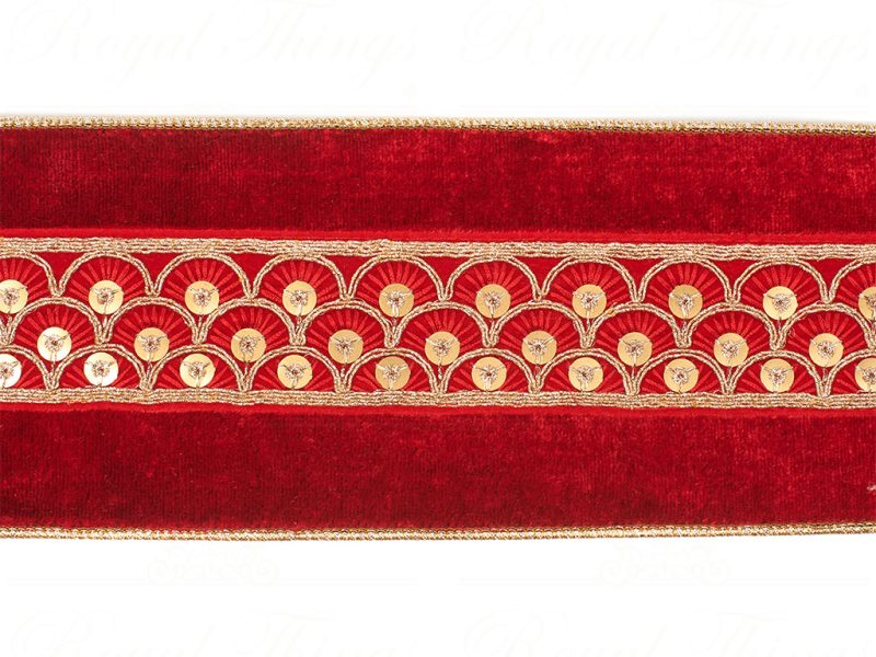 Goodwill Christmas Wired Ribbons Velvet Scallop Trim Ribbon Red Gold L 34224