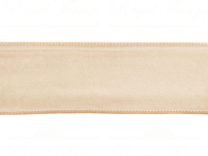 Goodwill Christmas Wired Ribbons Velvet Taffeta Back Ribbon Cream L 33171