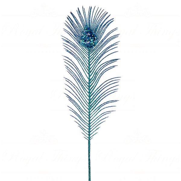 Goodwill Flowers Branches Blue Green Glitter Peacock Feather Stem Sp 20236