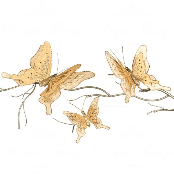 Goodwill Flowers Branches Cream Once Upon Butterfly On Clip J 62064