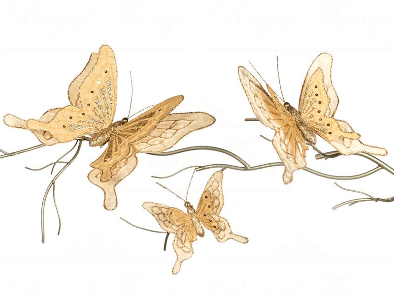 Goodwill Flowers Branches Cream Once Upon Butterfly On Clip J 62064