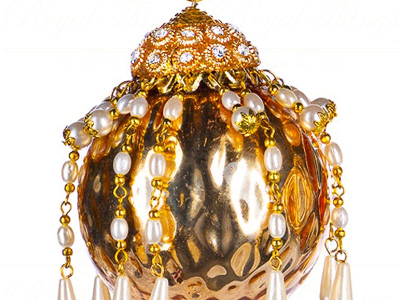 If 10300 Goodwill Glass Christmas Ornaments Glass Dangling Pearls Text.ball Finial Ornament Gold Round