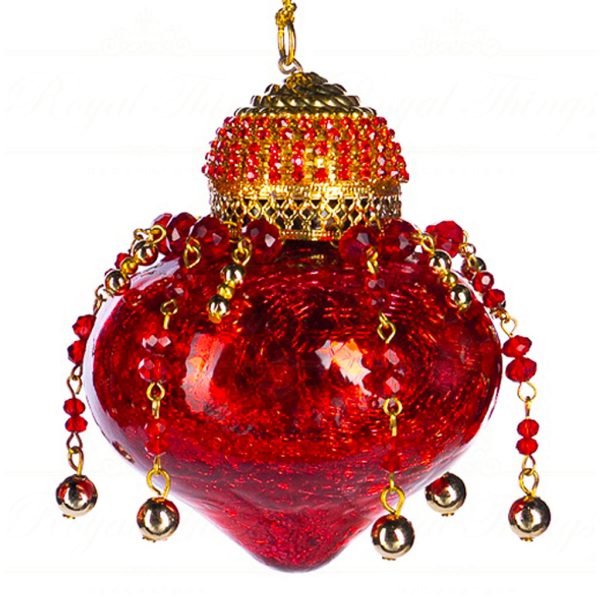 If 10304 Goodwill Christmas Balls Glass Dangling Beads Ball Finial Ornament Red Onion