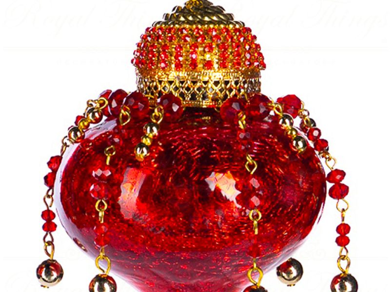 If 10304 Goodwill Christmas Balls Glass Dangling Beads Ball Finial Ornament Red Onion