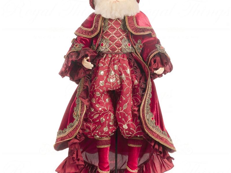 J 57002 Goodwill Christmas Dolls Victorian Carol Santa Doll With Stand Burgundy Gold