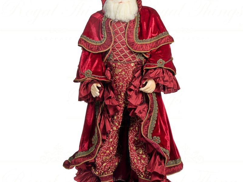 J 57011 Goodwill Christmas Dolls Song For The Season Victorian Brocade Carol Life Size Santa Doll Burgundy