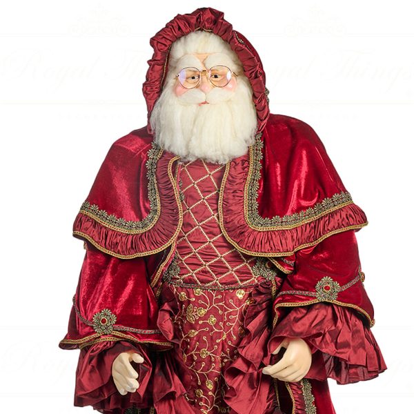 J 57011 Goodwill Christmas Dolls Song For The Season Victorian Brocade Carol Life Size Santa Doll Burgundy Closeup