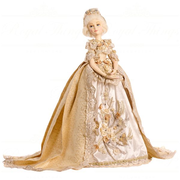 J 57050 Goodwill Christmas Dolls Standing Sun Queen Lady Doll With Stand Cream Gold