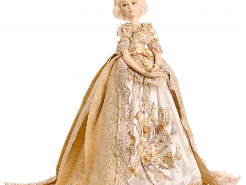 J 57050 Goodwill Christmas Dolls Standing Sun Queen Lady Doll With Stand Cream Gold