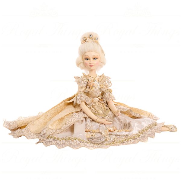 J 57051 Goodwill Christmas Dolls Sitting Sun Queen Lady Doll Cream Gold