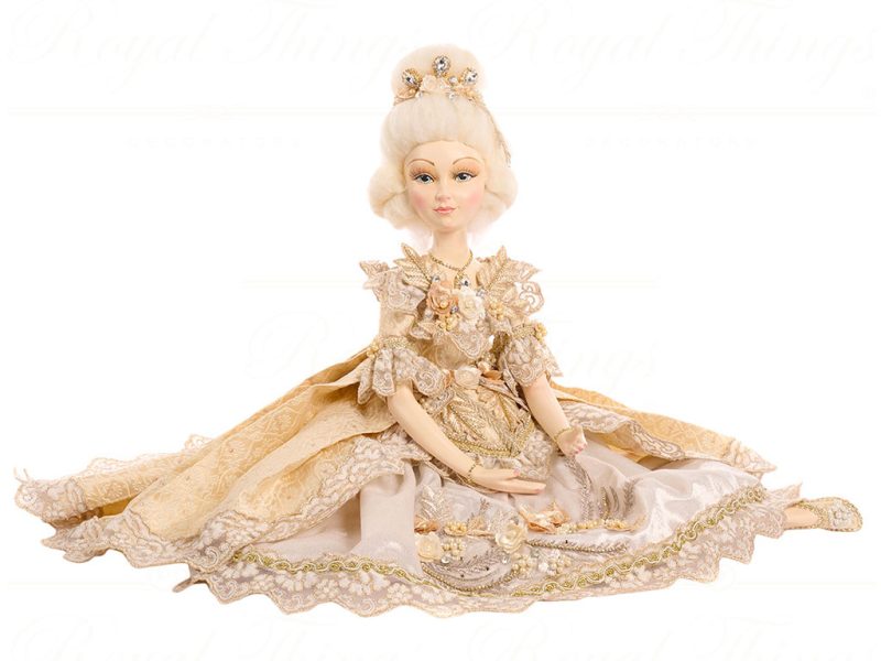 J 57051 Goodwill Christmas Dolls Sitting Sun Queen Lady Doll Cream Gold