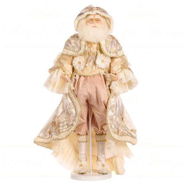 J 57052 Goodwill Christmas Dolls Sun King Santa Doll With Stand Cream Gold