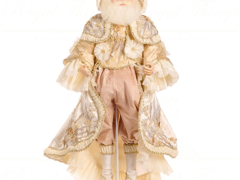 J 57052 Goodwill Christmas Dolls Sun King Santa Doll With Stand Cream Gold