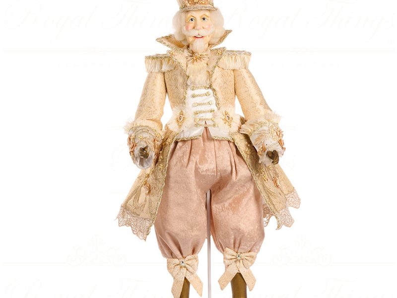 J 57053 Goodwill Christmas Dolls Sun King Nutcracker Doll With Stand Cream Gold