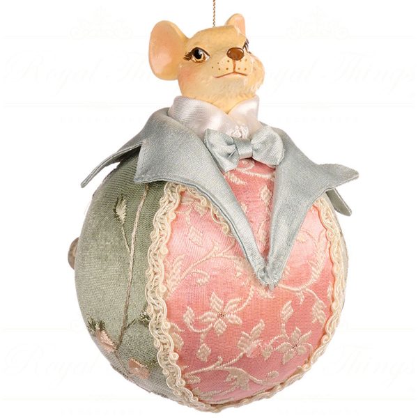 J 57103 Goodwill Christmas Ornaments Hug Mouse Head On Ball Ornament Pink Green Boy
