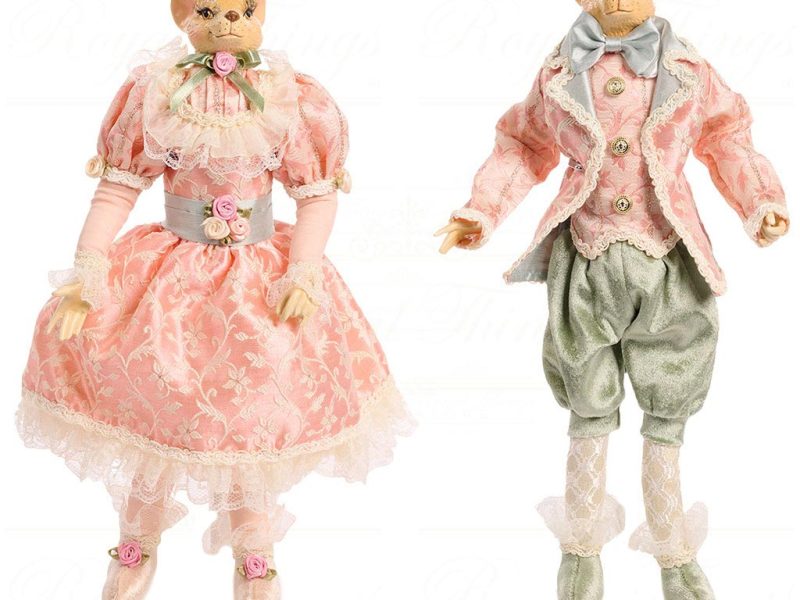 J 57105 Goodwill Christmas Dolls Hug In A Mug Boy Girl Mouse Doll Pink Green