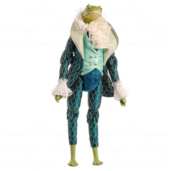 J 57200 Goodwill Christmas Dolls Jointed Lily Pond Gentleman Frog Doll Green Teal White