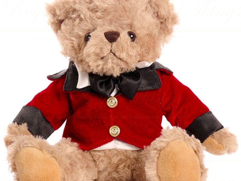J 57250 Goodwill Christmas Decorative Items Champagne Bar Tuxedo Bear Tabletop Brown Red Black Vari Red