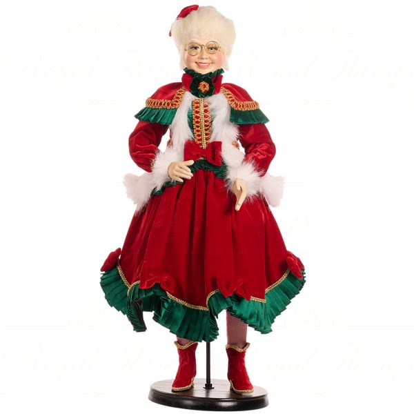 J 57252 Goodwill Christmas Dolls Family Feast Mrs Claus Doll Red Green