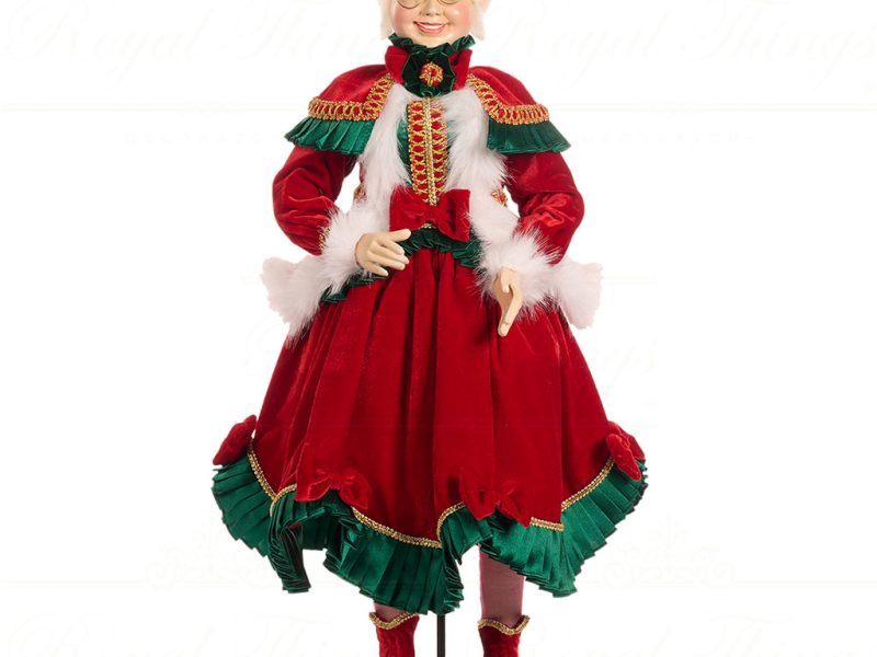 J 57252 Goodwill Christmas Dolls Family Feast Mrs Claus Doll Red Green