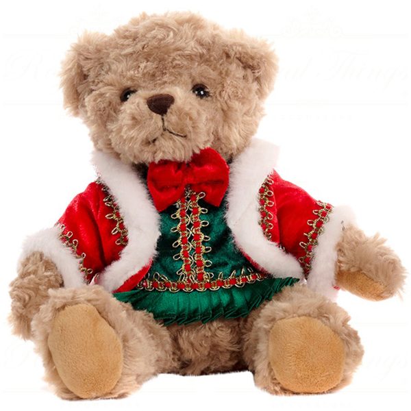 J 57259 Goodwill Christmas Decorative Items Family Feast Mr Mrs Bear Tabletop Brown Red Green Boy