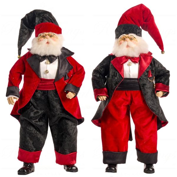 J 57350 Goodwill Christmas Dolls Champagne Bar Tuxedo Santa Doll Red Black