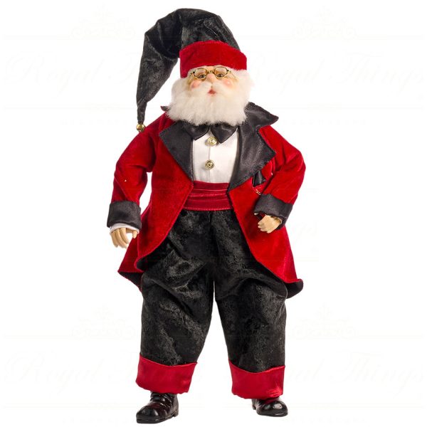 J 57350 Goodwill Christmas Dolls Champagne Bar Tuxedo Santa Doll Red Black Vari Red