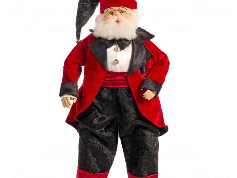 J 57350 Goodwill Christmas Dolls Champagne Bar Tuxedo Santa Doll Red Black Vari Red