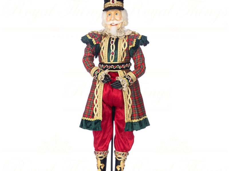 J 58400 Goodwill Christmas Dolls Tartan Nutcracker Doll With Stand Box Red Green