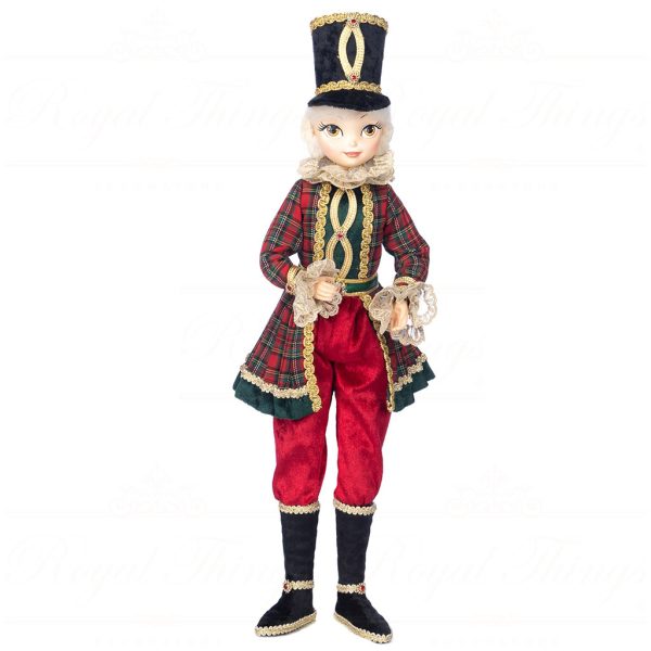 J 58405 Goodwill Christmas Dolls Tartan Nutcracker Boy Doll Red Green Vari Tartancoat