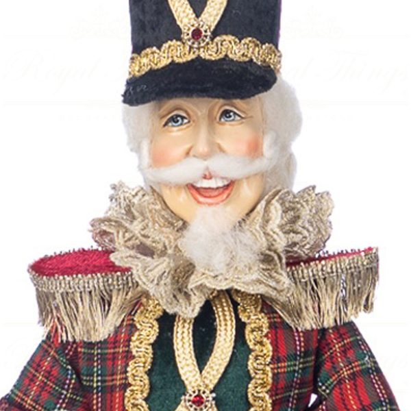 J 58406 Goodwill Christmas Dolls Tartan Nutcracker Doll Red Green Closeup