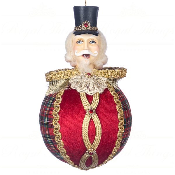 J 58407 Goodwill Christmas Ornaments Tartan Nutcracker Head On Ball Ornament Red Vari Redfront