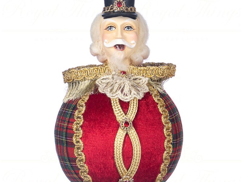 J 58407 Goodwill Christmas Ornaments Tartan Nutcracker Head On Ball Ornament Red Vari Redfront