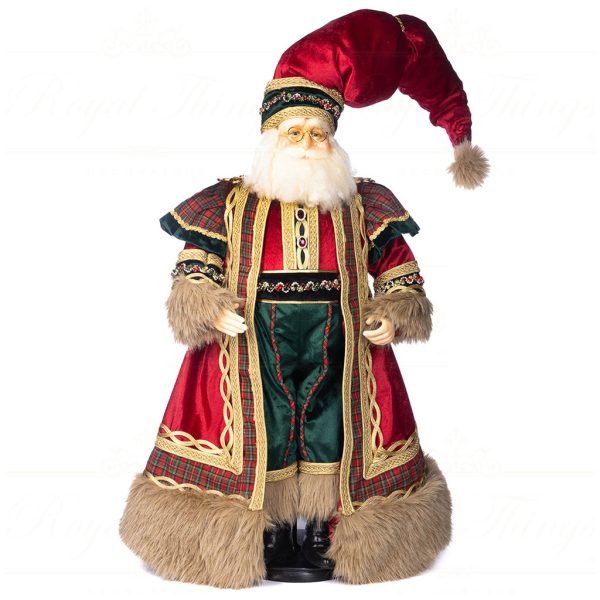 J 58408 Goodwill Christmas Dolls Tartan Santa Doll With Stand Box Red Green