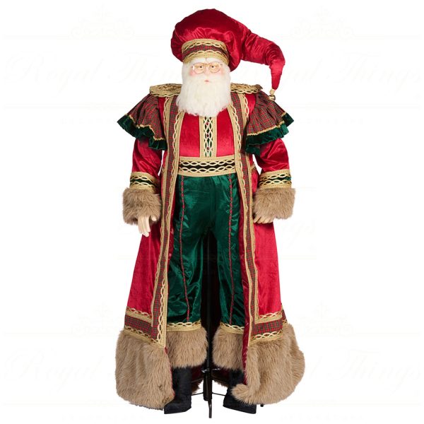 J 58423 Goodwill Christmas Dolls Tartan Santa Life Size Doll With Stand Red Green