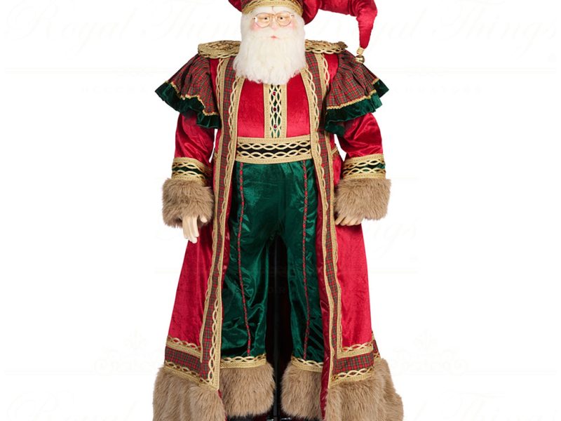 J 58423 Goodwill Christmas Dolls Tartan Santa Life Size Doll With Stand Red Green