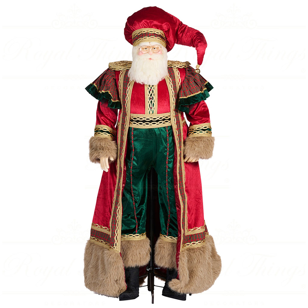 J 58423 goodwill christmas dolls tartan santa life size doll with stand red green J 58423 Goodwill Christmas Dolls Tartan Santa Life Size Doll With Stand Red Green