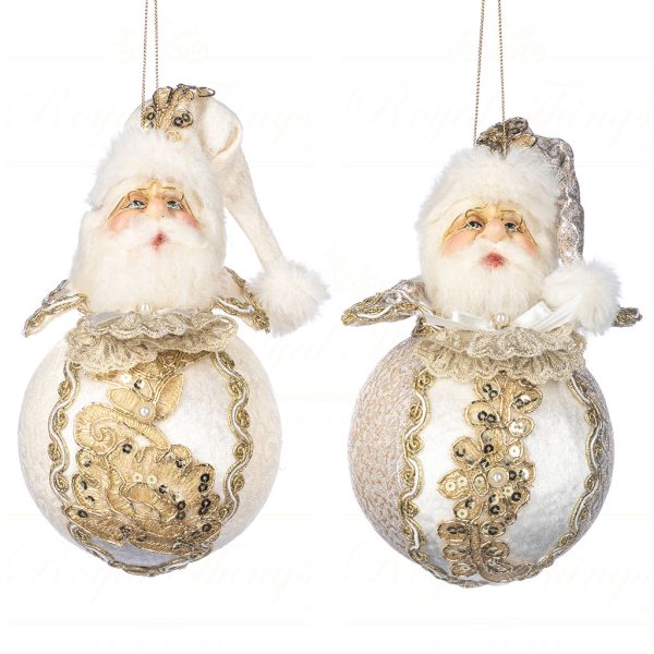 J 58452 Goodwill Christmas Ornaments Regal Santa Head On Ball Ornament Cream
