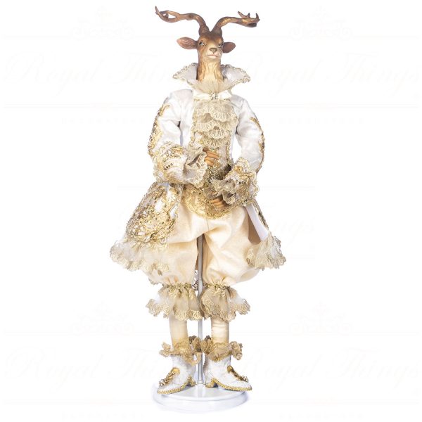 J 58453 Goodwill Christmas Dolls Regal Winter Gentleman Deer Doll With Stand Box Cream White